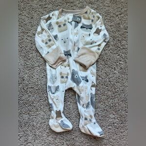 Cloud Island Cream and Gray Animal Print Footie